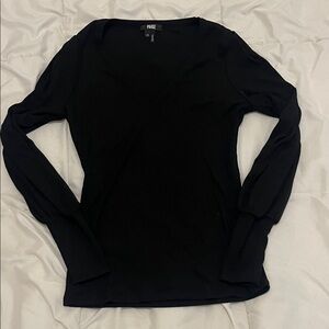 PAIGE Women's Classic Black Long Sleeve V-Neck Top